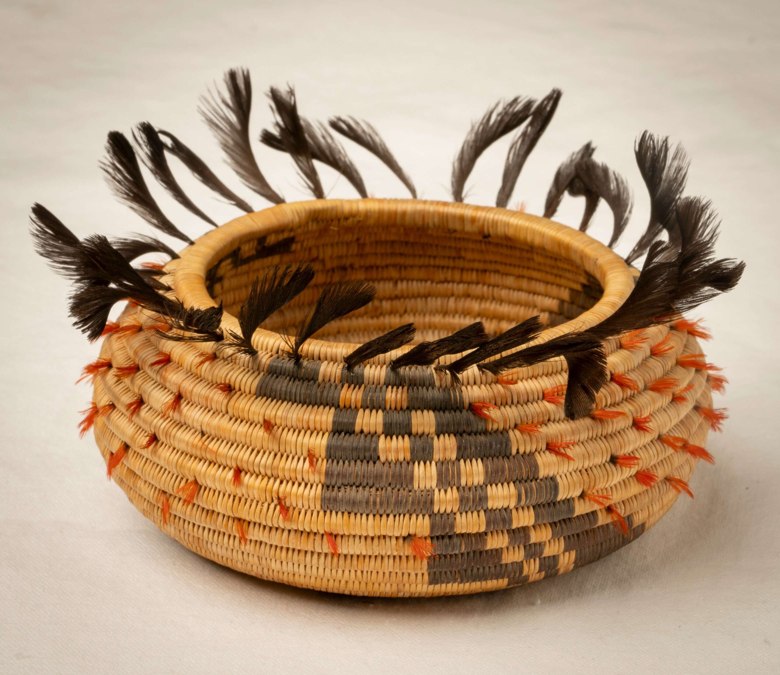 Indigeonous Basket with Feathers